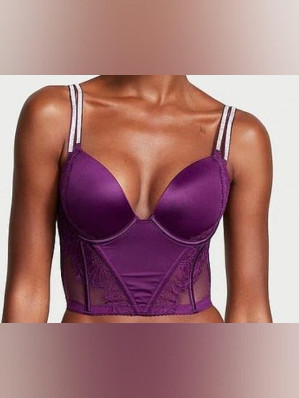 Victoria's Secret Very Sexy Double Shine Strap Lace Push-Up Corset Top 32 DD